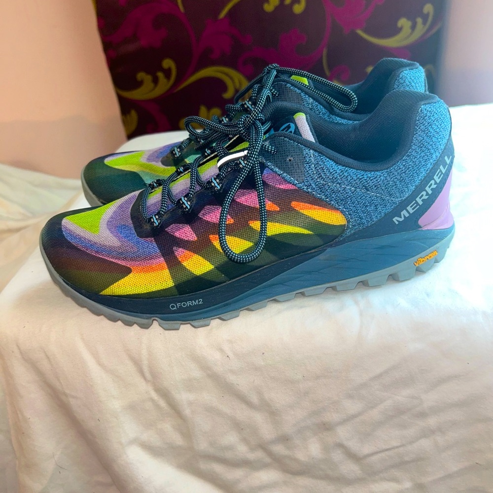 Merrell Women's Antora 2 US 10 Rainbow Multi Blue Outdoors Trail Running Shoes.